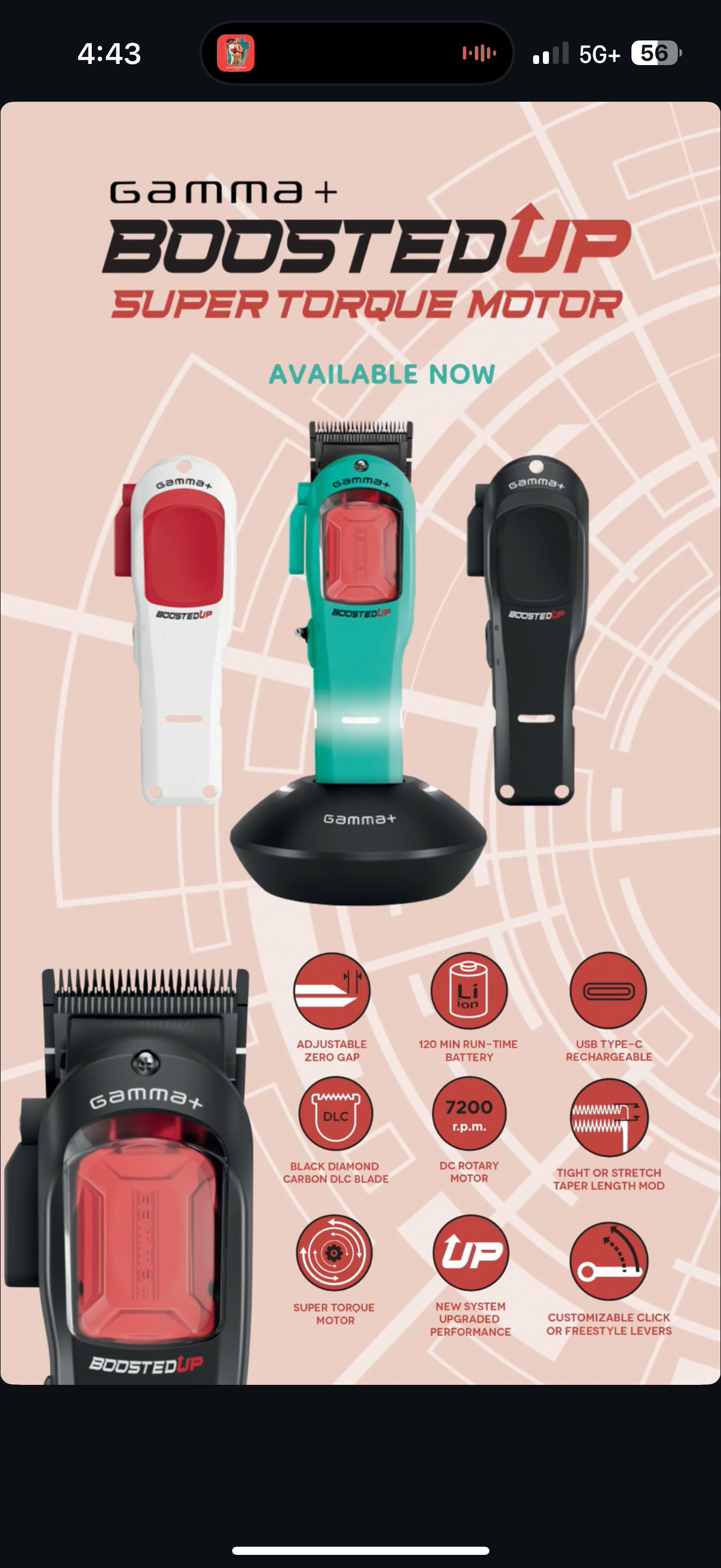 Boosted Up Clipper - Professional Cordless Modular Hair Clipper with Super-Torque Rotary Motor