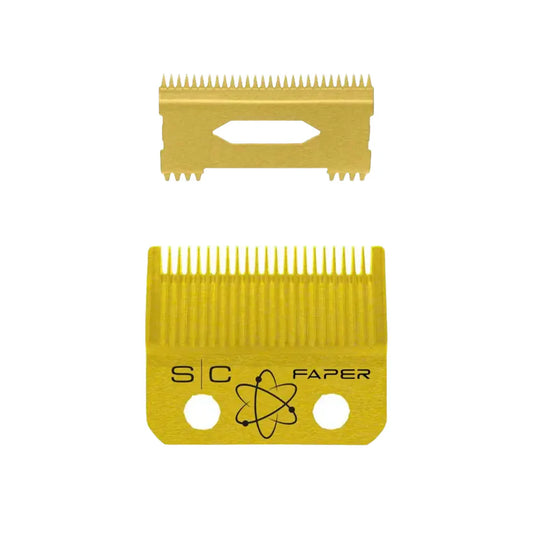 StyleCraft Fixed Gold Titanium Faper Clipper Blade w/ Moving Slim Deep Cutter Set (SC525G)